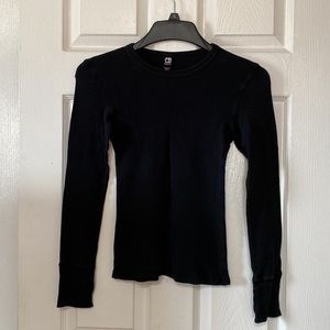 Alternative Vintage Soft black Cotton Thermal Henley Shirt